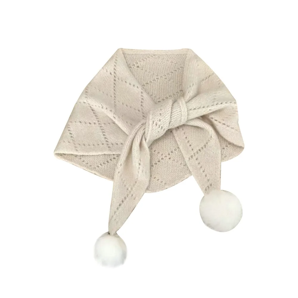 

Новый теплый шерстяной вязаный шарф, мягкий многофункциональный женский платок, милый треугольный шарф с шариком волос, зимний зимний шарф