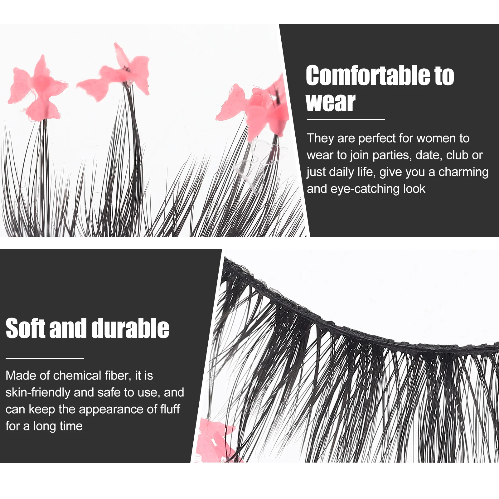 

1Pair Colorful 3D Fake Eyelashes Extra Long Soft False Lashes Natural Look for Women Girls Everyday Glamour Eye Enhancement