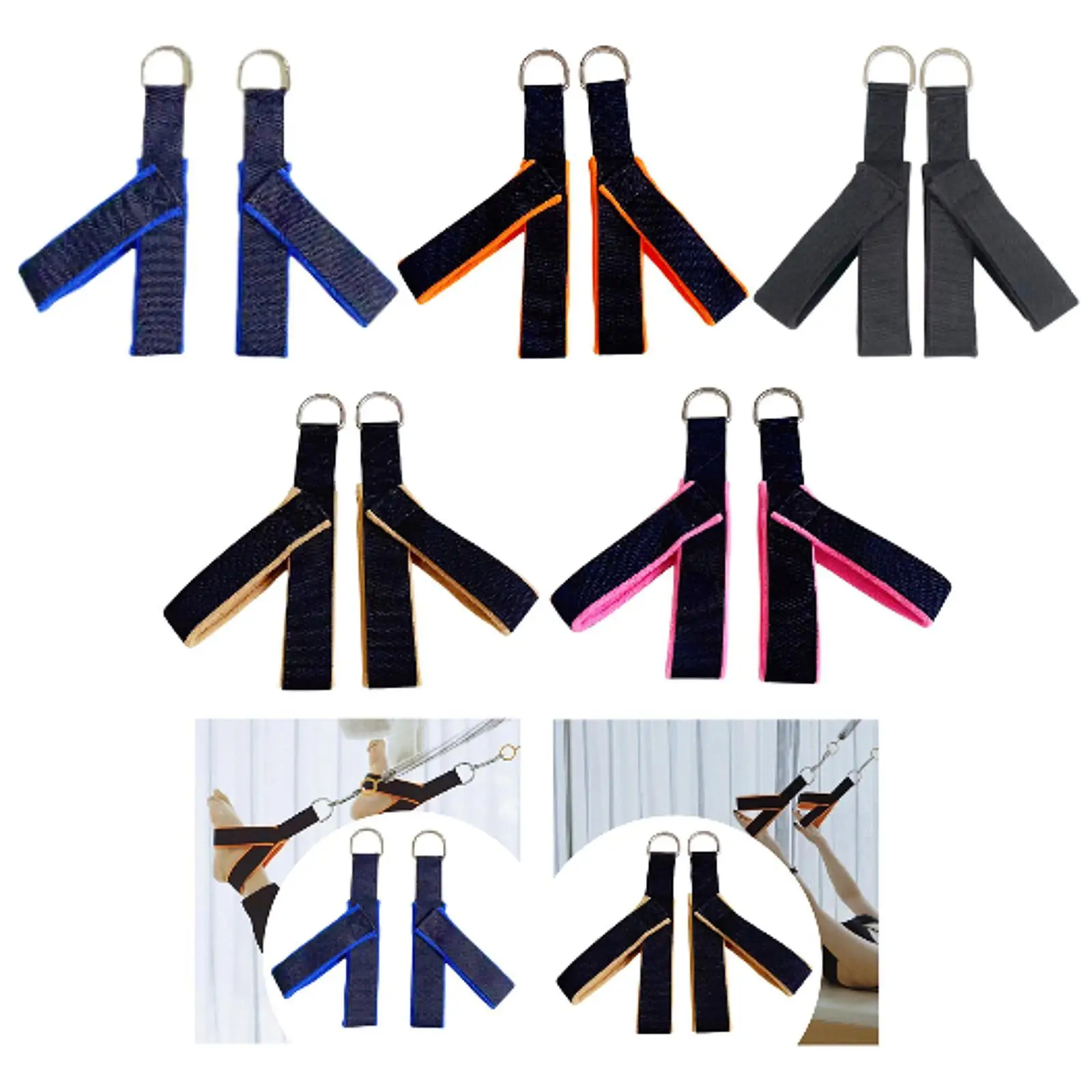 2Pcs Pilates Straps, Yoga Straps Footstraps, Y Loops, Waist Back Leg Fitness Straps for Workout Home Gymnastics Men Beginner