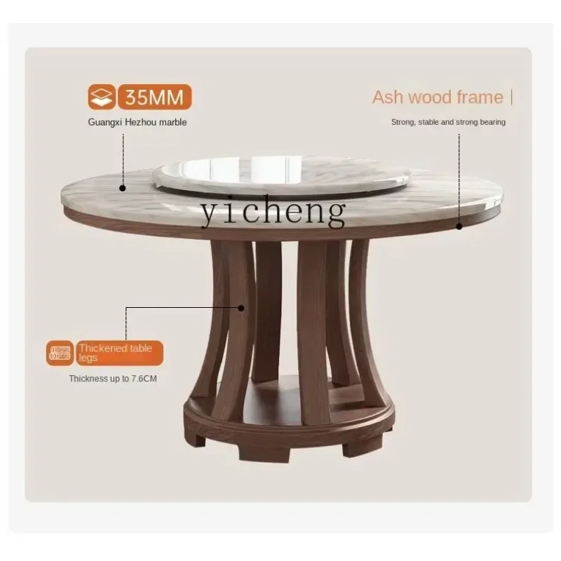 

Marble Dining Tables and Chairs Set Modern Minimalist Solid Wood round Dining Table Household round Table