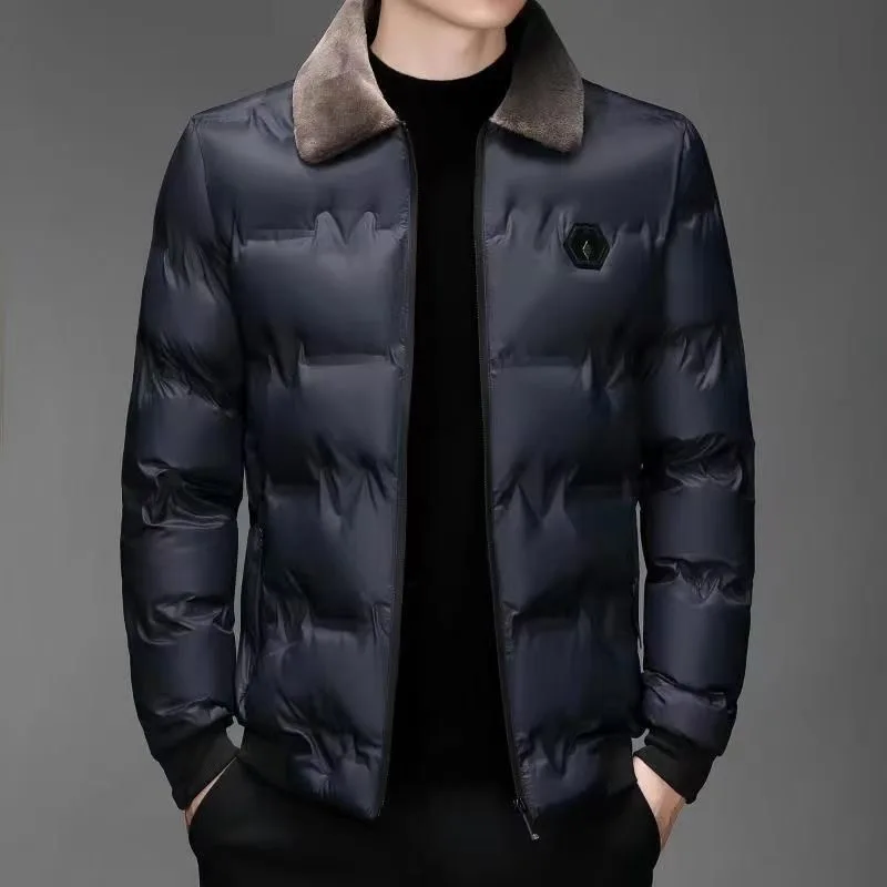 Men Small Fur Collar Cottonpadded Jacket Windproof Warm Wear Resistant Fashion Casual High-quality Fabric Crisp Comfortable Coat