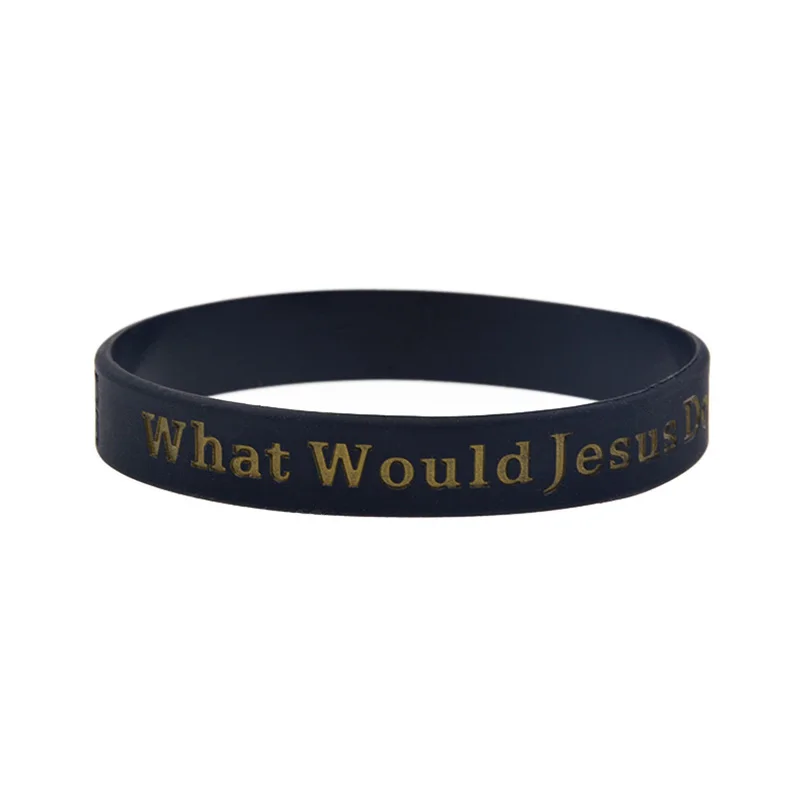 1 Stück 1/2 Zoll breites Silikonarmband mit der Aufschrift „What Would Jesus Do“ (WWJD) – Detail 5