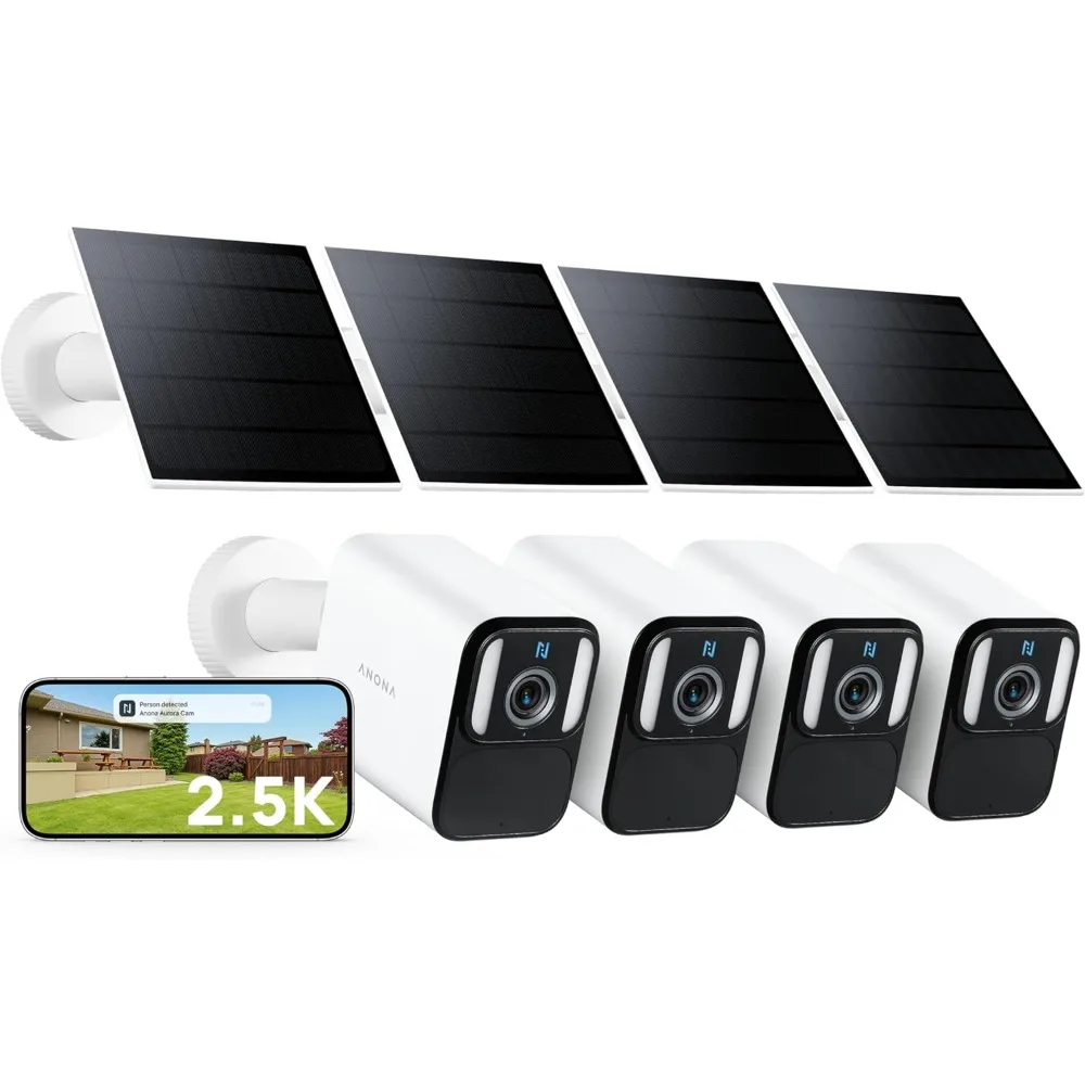 كاميرا lucio 2.5k الأمنية بطارية خارجية لاسلكية مع رؤية ليلية ملونة و138 °   فوف، كشف متعدد الأشياء،