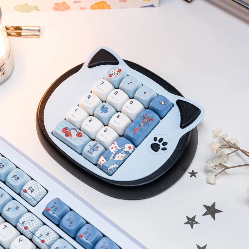 Blue and White Fairy Tales Keycaps Custom PBT MOA Profile Key Cap Cute Cartoon Anime Point Key Caps for Gamers Design Gifts
