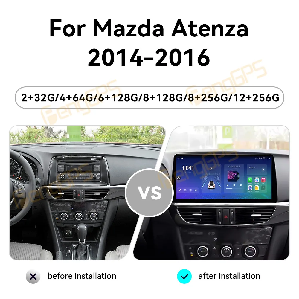

12.3 Inch Android 15 Car Radio CarPlay For Mazda Atenza 2012-2015 Touch Screen Multimedia Player GPS Navigation Head Unit BT