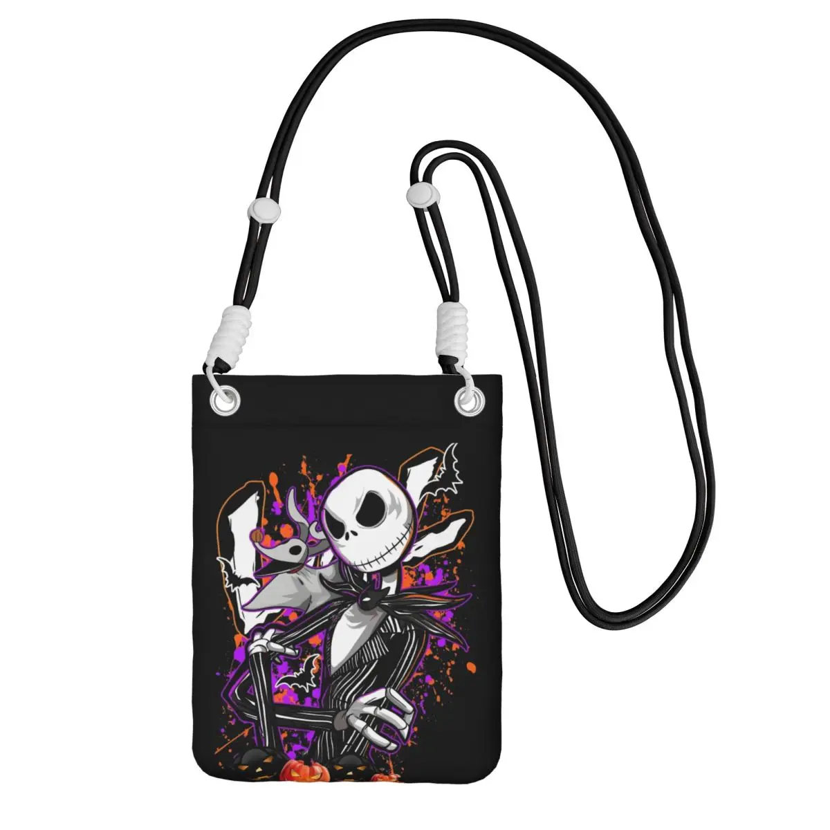

Custom Casual Jack Skellington Mobile Phone Bag for Traveling Men Women Small Crossbody Purse Smart Phone Wallet With Strap