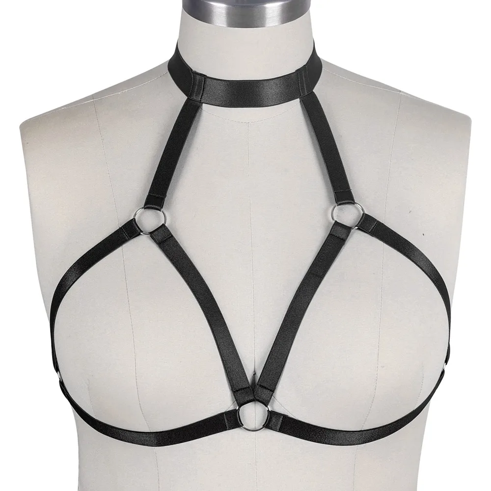 

Bdsm Harness For Busty Women Plus Size Lingerie Elastic Bondage Festival Rave Wear Costume Punk Goth Clothes Tops Bralette Crop