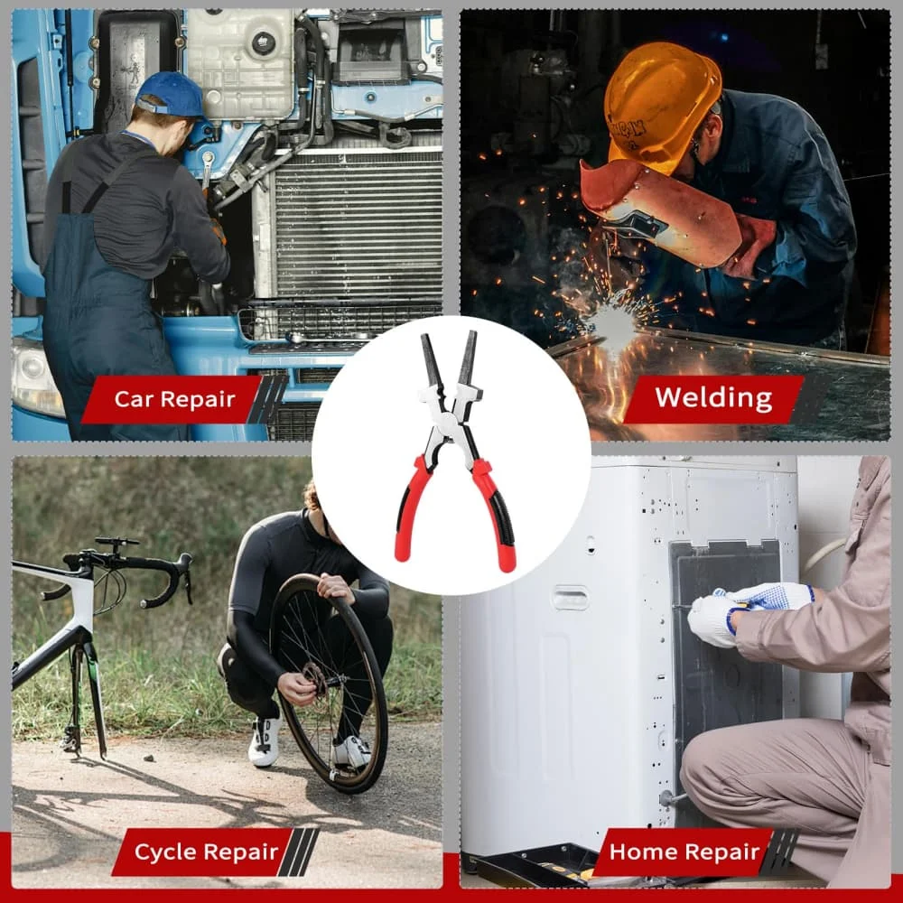 

Многофункциональные сварочные клещи с двухцветной резиновой рукояткой и длинными зубчатыми губками для резки и зажима в мастерской, 215 мм