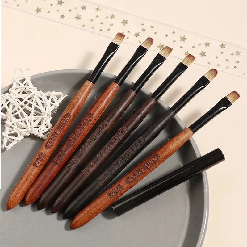 1PC Acryl Nagel Pinsel Stift für Pulver Maniküre Runde Holz Griff Gel Builder Pinsel Werkzeuge – Detail 11