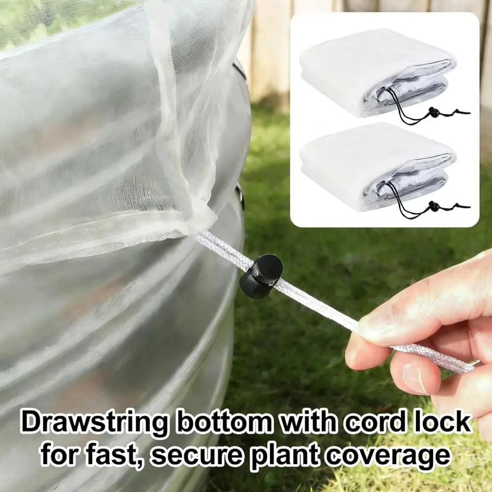 Adjustable Drawstring Garden Net Barrier Netting for 2 Ft Round Raised Beds Fine Mesh Garden Cover with Drawstring Bird Pest