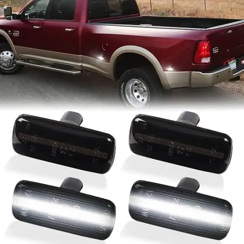 

Светодиодные боковые габаритные фонари LED Dually для крыльев кузова для Ram 2500 3500 2010-2017 годов выпуска - с затемненными линзами, белый свет LED