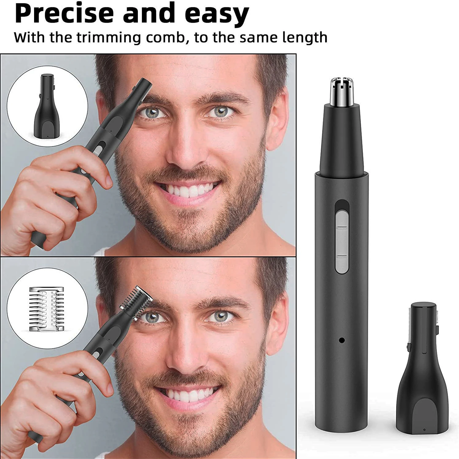 3 in 1 Electric Nose Hair Trimmer Aluminum Body USB Rechargeable Eyebrow Razor Portable Hair Remover for Cross-Border Use