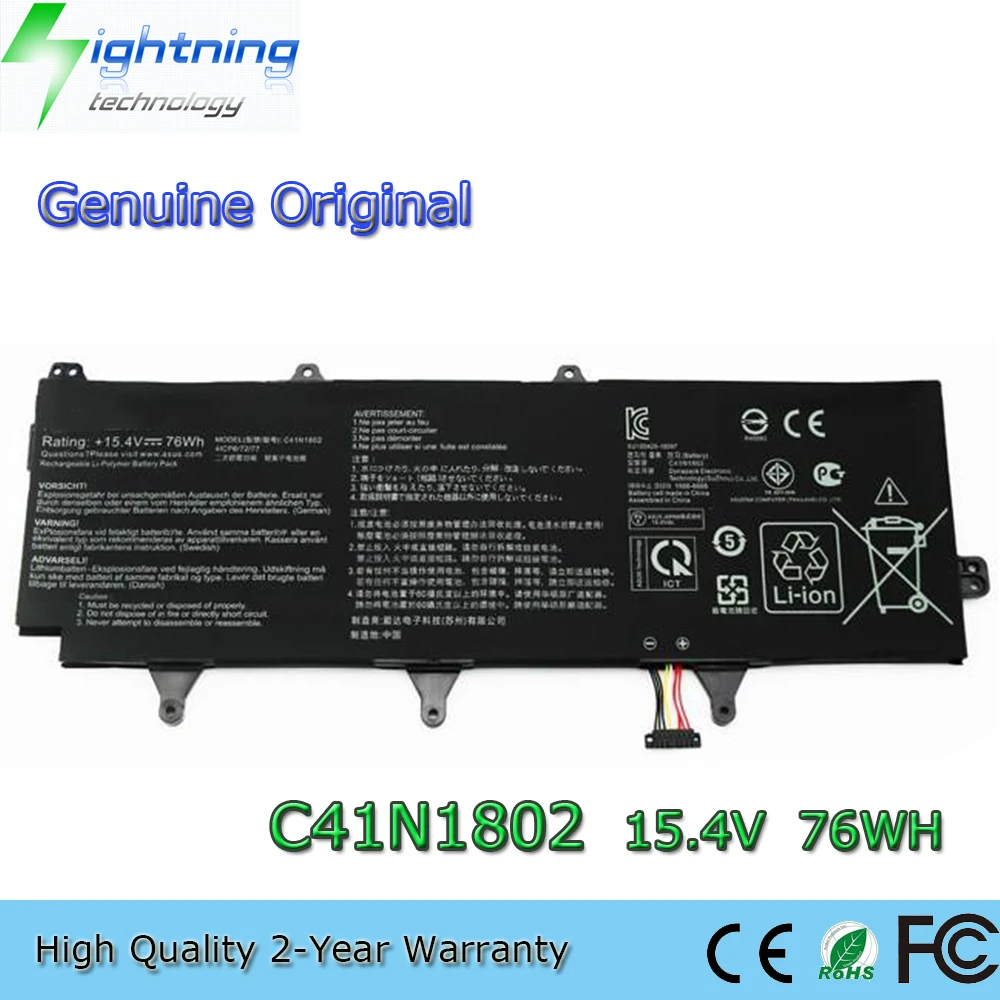 

Совершенно новый оригинальный аккумулятор для ноутбука C41N1802 15,4 В 76 Втч для Asus GX701 GX701GV GX701GX GX701GVR GX701GWR
