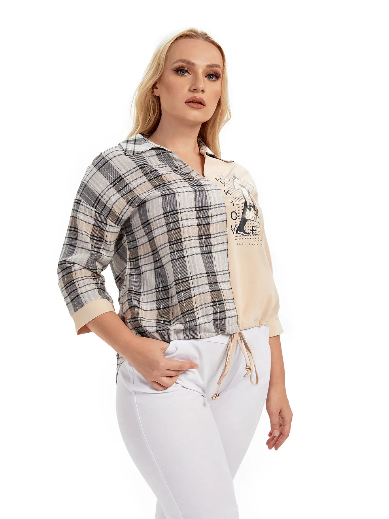 

Женская модная тканая рубашка больших размеров на весну и осень