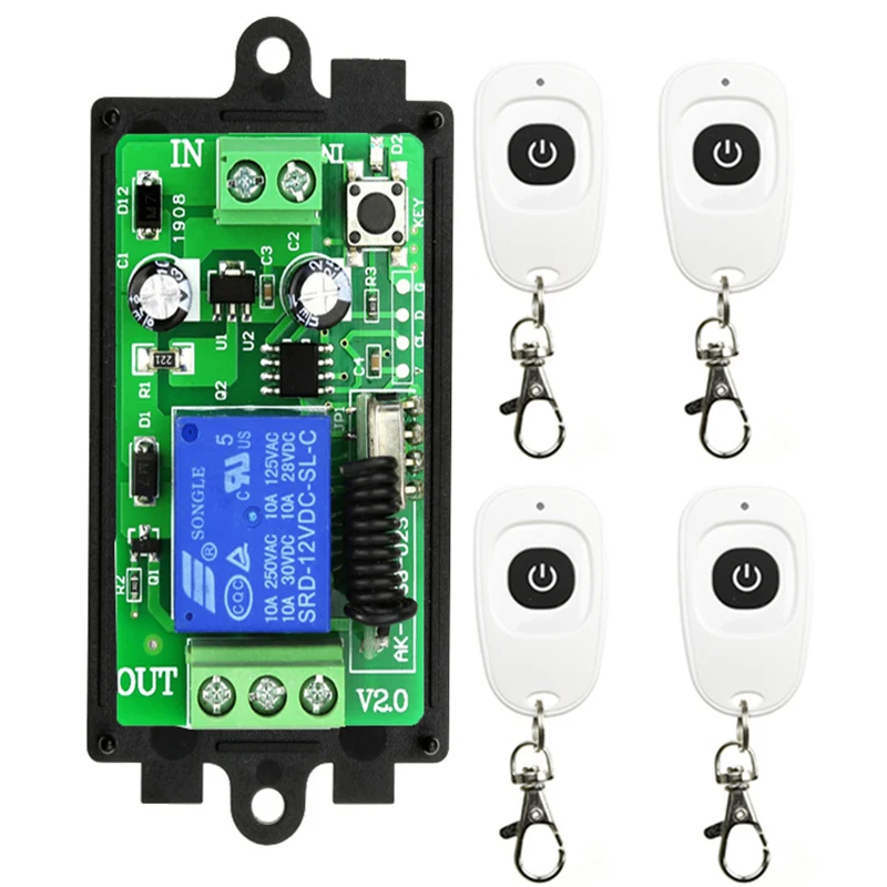 DC12V 24V 1CH Remote Kontrol Nirkabel Saklar Lampu LED Output Relai Pengendali Radio Pemancar RF dan Penerima 433 MHz