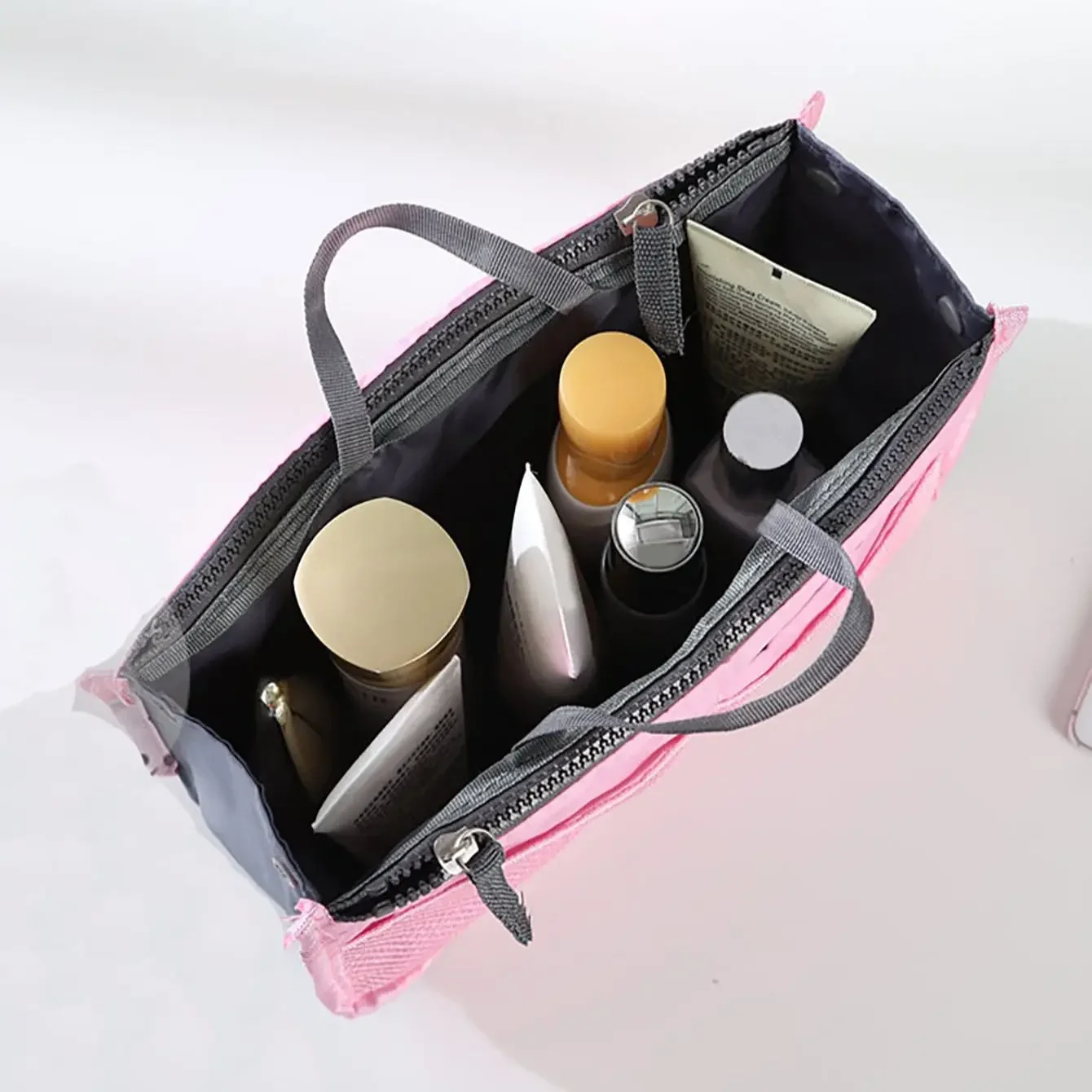 1 قطعة-منظم إدراج المرأة حقيبة التخزين النايلون السفر إدراج المنظم حقيبة يد محفظة كبيرة بطانة ماكياج حقيبة مستحضرات التجميل حمل الحقيبة