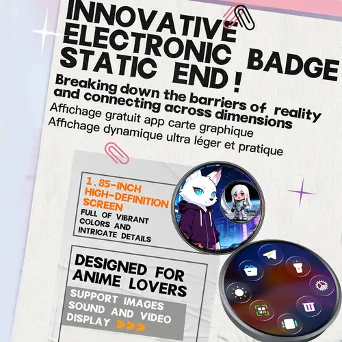 Imagen 2 del producto Nueva Insignia Electrónica Dinámica, Mercancía de Anime, Insignia con Pantalla Digital para Periféricos de Juegos, Excelente Regalo de Cumpleaños para Otakus