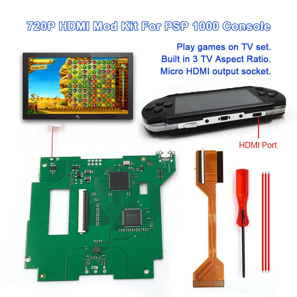 PSPDigital PSP1000 HDMI PCB TV Mod Kits  For PSP 1000 Console PCB board with Digital Output  upgrade PSP 1000 LCD optional