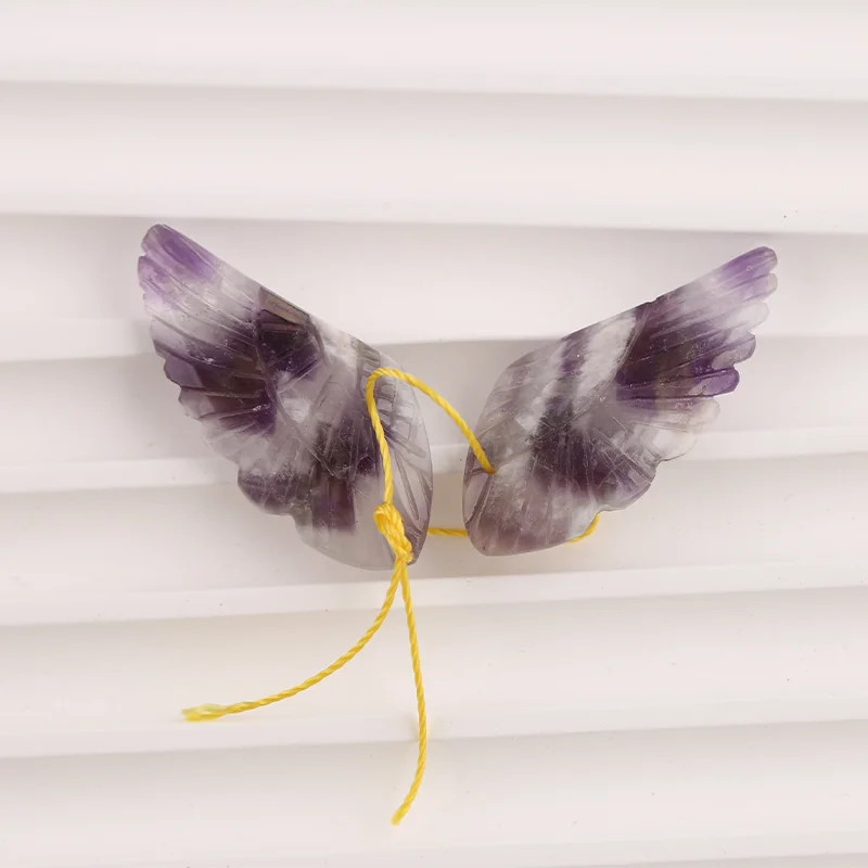 B&F Natural Stone Amethyst Carved Wing Earring Beads - Fashion Jewelry Accessories Handmade Jewerly for DIY