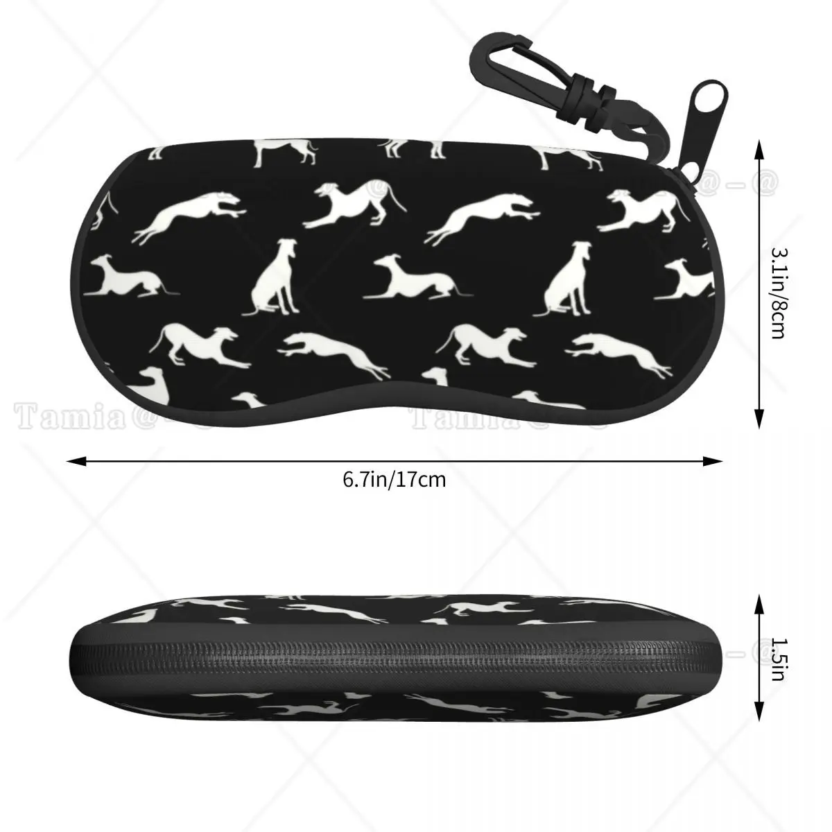 Custom Greyt Greyhound Silhouettes Glasses Case Portable Whippet Sighthound Dog Shell Eyeglasses Case Sunglasses Box