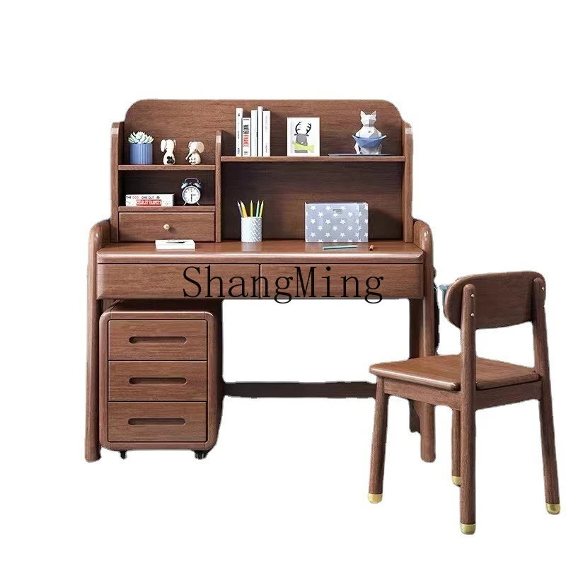 

ZYY solid wood study desk walnut reading storage storage writing desk with cabinet homework desk