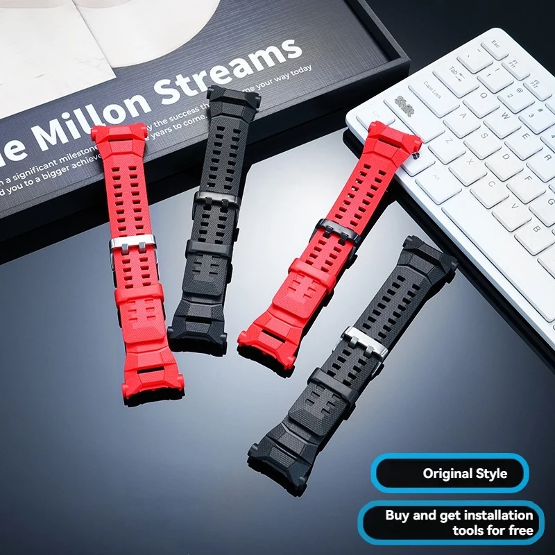 

Водонепроницаемый спортивный силиконовый браслет с инструментами для часов Casio GSW-H1000 GSW-H1000-1A Series, черный, красный, резиновый ремешок из полимерной смолы