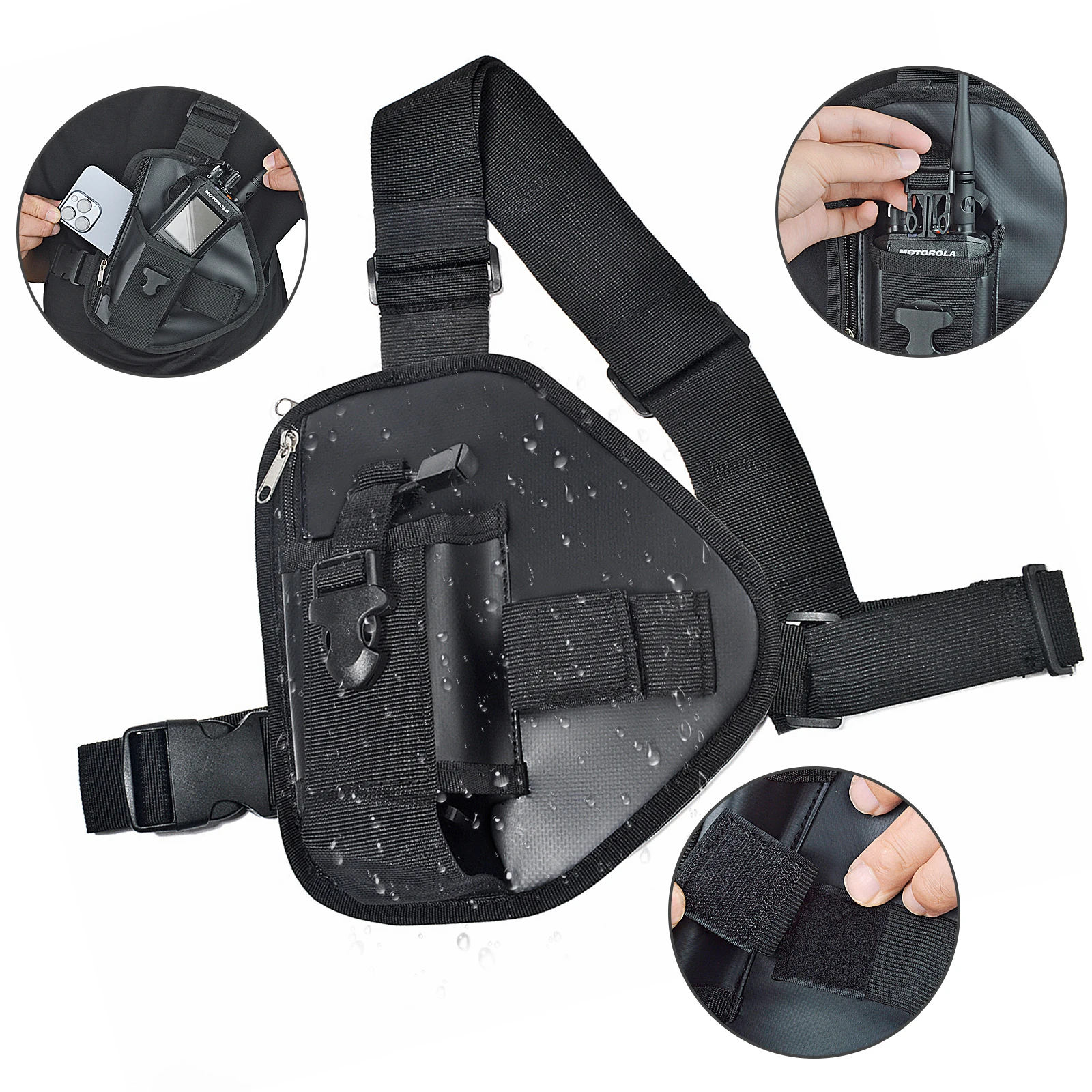 Universal Radio Chest Pack,Tactical Vest Nylon Vest Walkie Talkie Chest Rig Pack for Baofeng Motorola Kenwood Two Way Radio