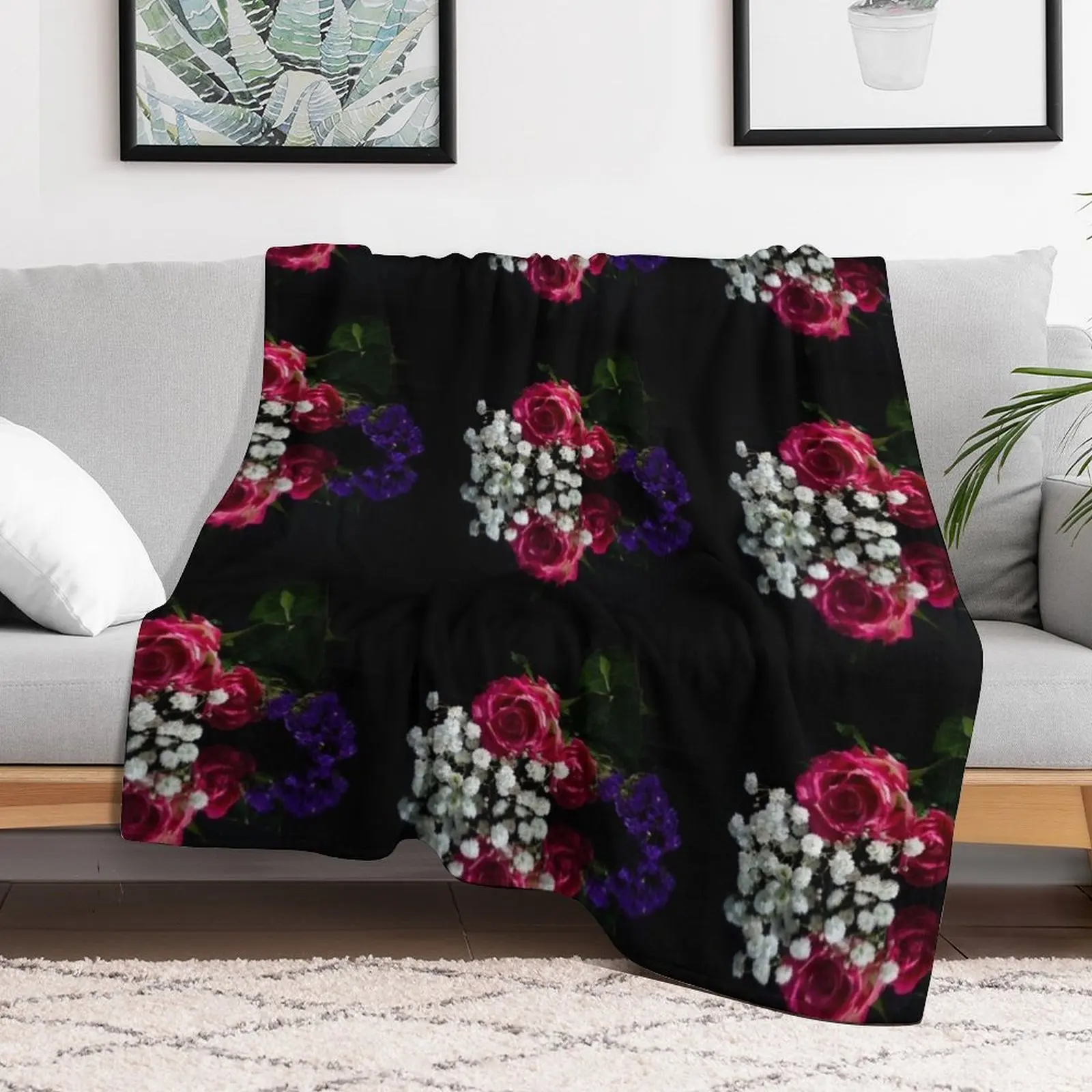 red white and blue flowers with reflection Throw Blanket Designers Decorative Beds Single Blankets