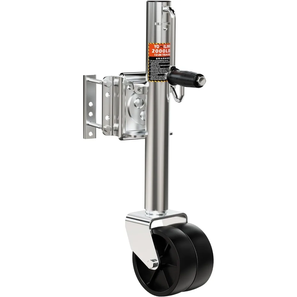 Heavy Duty 2000 lbs Trailer Jack with Dual Wheel, 12" Lift for RV Boat Trailers, Silver