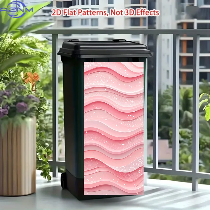 X  Cm/ X  Inches/Trash Can Sticker, Featuring Pink Wave Sequined Pattern Theme Design, This Matte Surface Stick