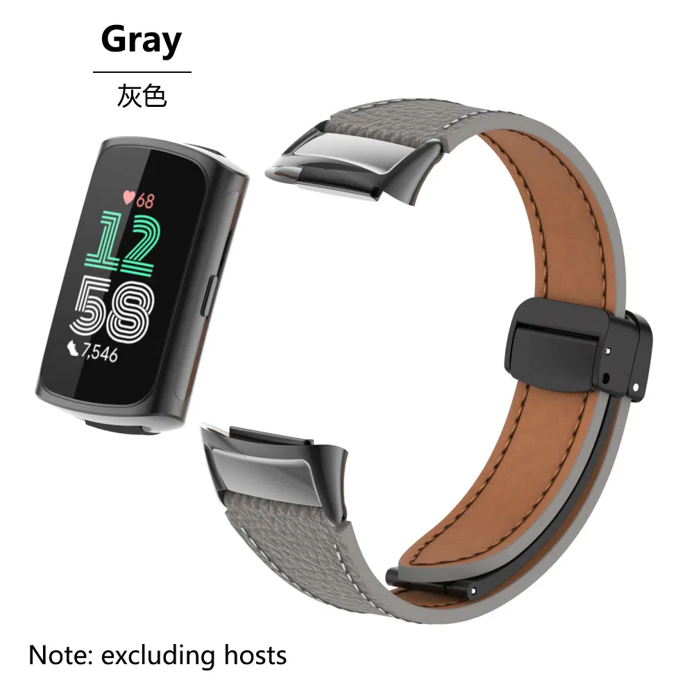 for Fitbit-charge 5/6 strap, small waist leather strap, magnetic buckle metal for charge 56 replacement strap