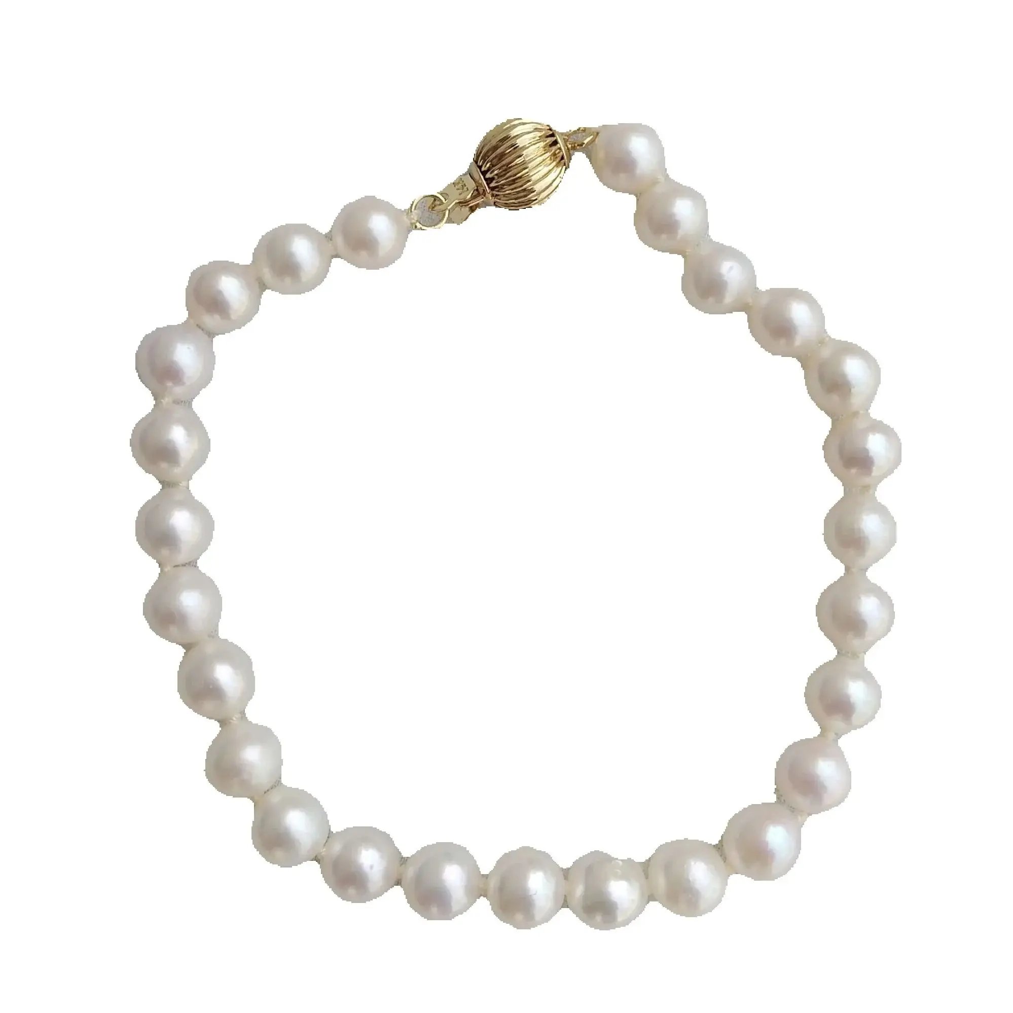 

Hot Sale AAA+6-7mm Natural White Round Akoya Pearl Bracelet 7.5-8" Original Real shot photos, what you see is what you will rece