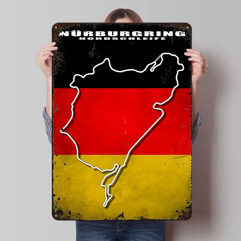 Nurburgring Nordschleife Printed Posters Customizable Wall Art Retro Vintage Metal Tin Signs for Home Room Mancave Decoration