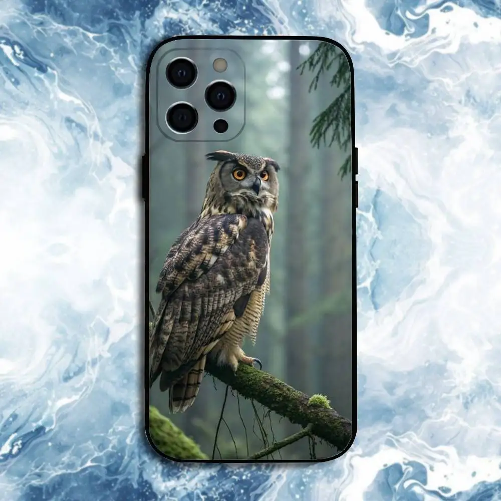 حافظة هاتف OWL FORST الواقعية لهاتف iPhone17,16,15,14,13,12,11 Plus, Pro Max, غطاء أسود من السيليكون الناعم #3