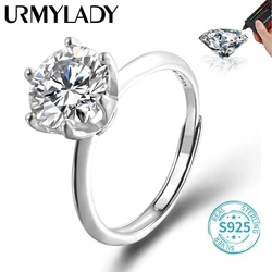 URMYLADY GRA Certified 1-3CT Moissanite Ring VVS1 Lab Diamond Adjustable Ring for Women Engagement Promise Wedding Band Jewelry