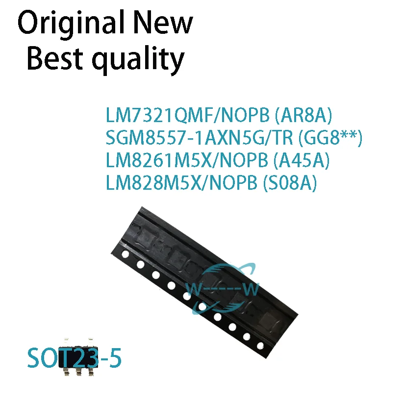 (5 PCS)NEW LM7321QMF AR8A SGM8557-1AXN5G/TR GG8xx LM8261M5X A45A LM828M5X NOPB S08A LM8261M5 LM828 LM7321Q SOT23-5 IC