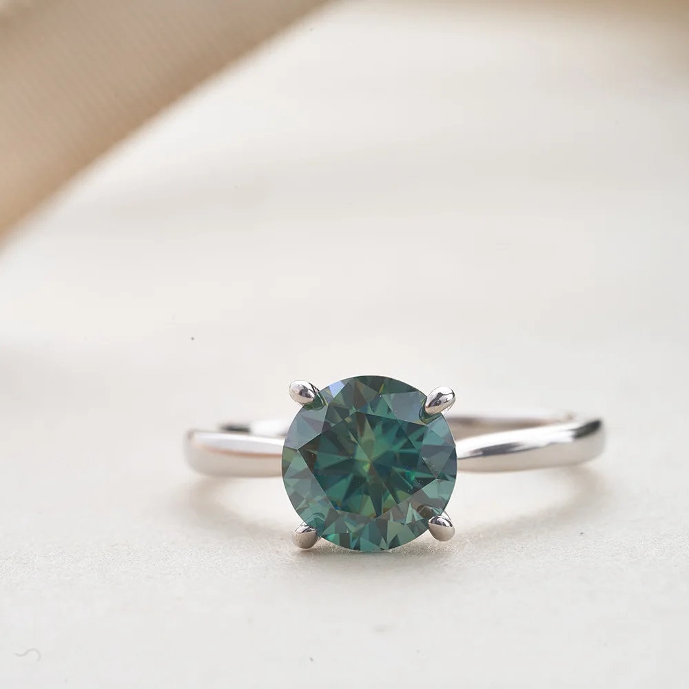 Real D Color 8mm 2 Carat Full Moissanite Ring For Women 100% Sterling Silver Band Plate Pt950 Fine Jewelry Gift