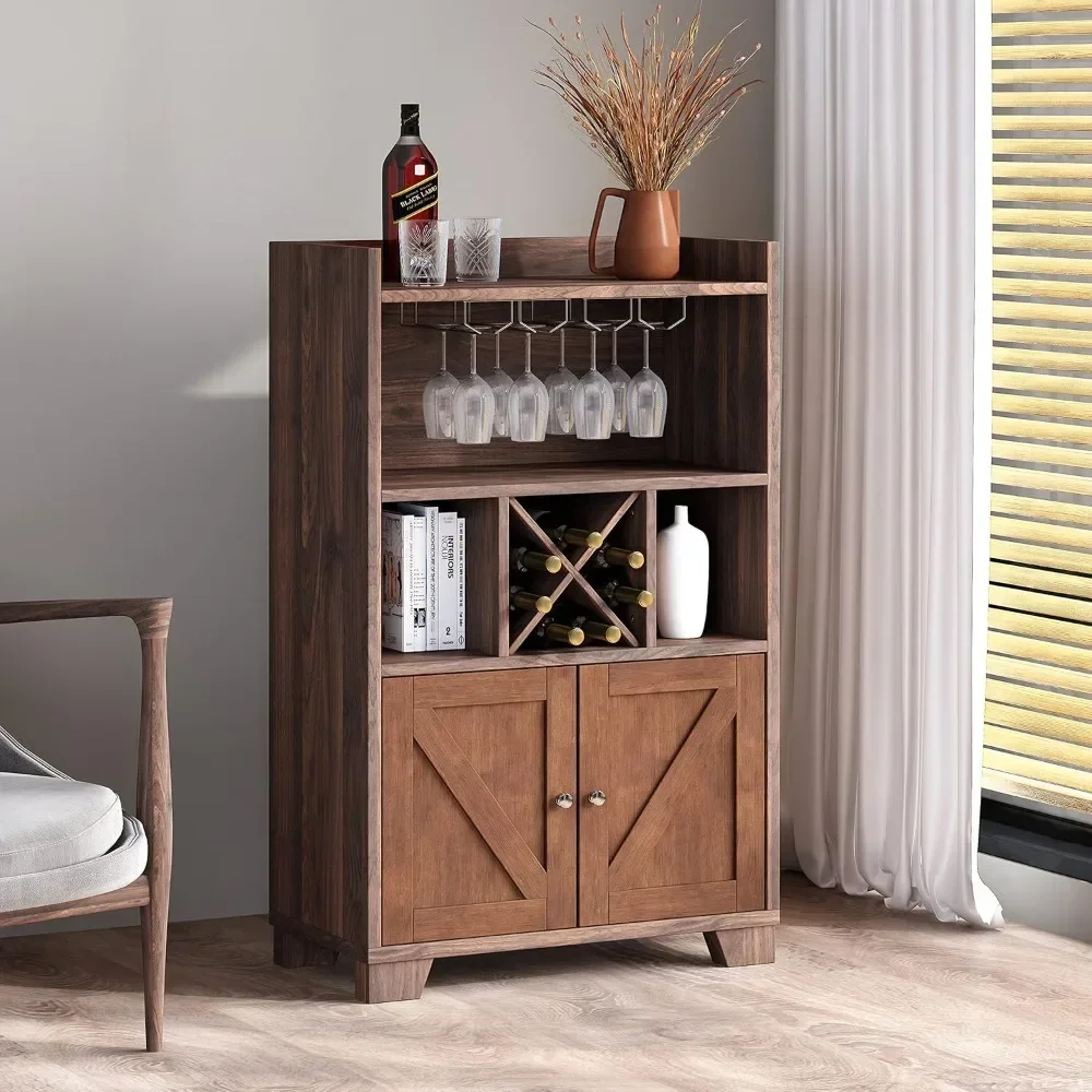 

MONITA WINE CABINET,Walnut Dining and Kitchen Sets 50.9x22.15x9.75(LxWxH)-113.85KG