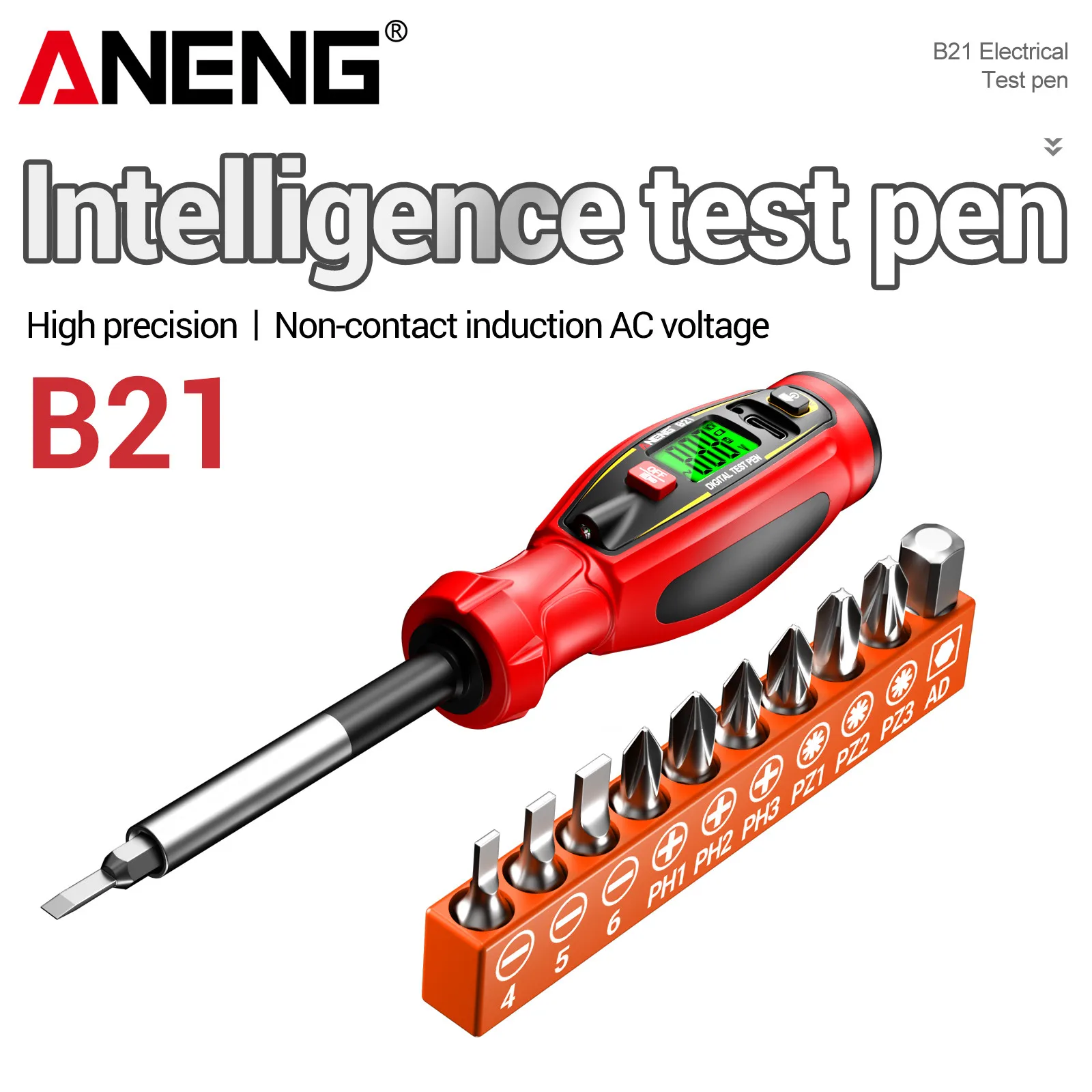 ANENG B21 NCV Voltage Tester Pen Non Contact Breakpoint On-off Detector Rechargeable Lithium Insulated Screwdriver Test Pen LED