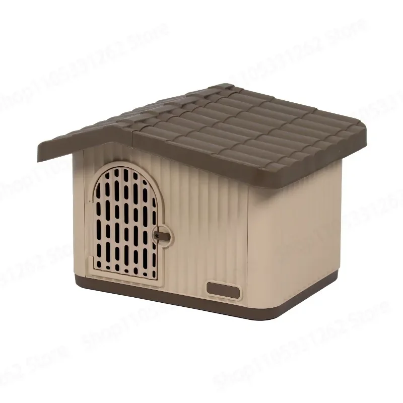 Weatherproof Dog House for Small Dogs Rainproof Winter Shelter Outdoor Indoor Semi-Enclosed Pet House with Warm Bed