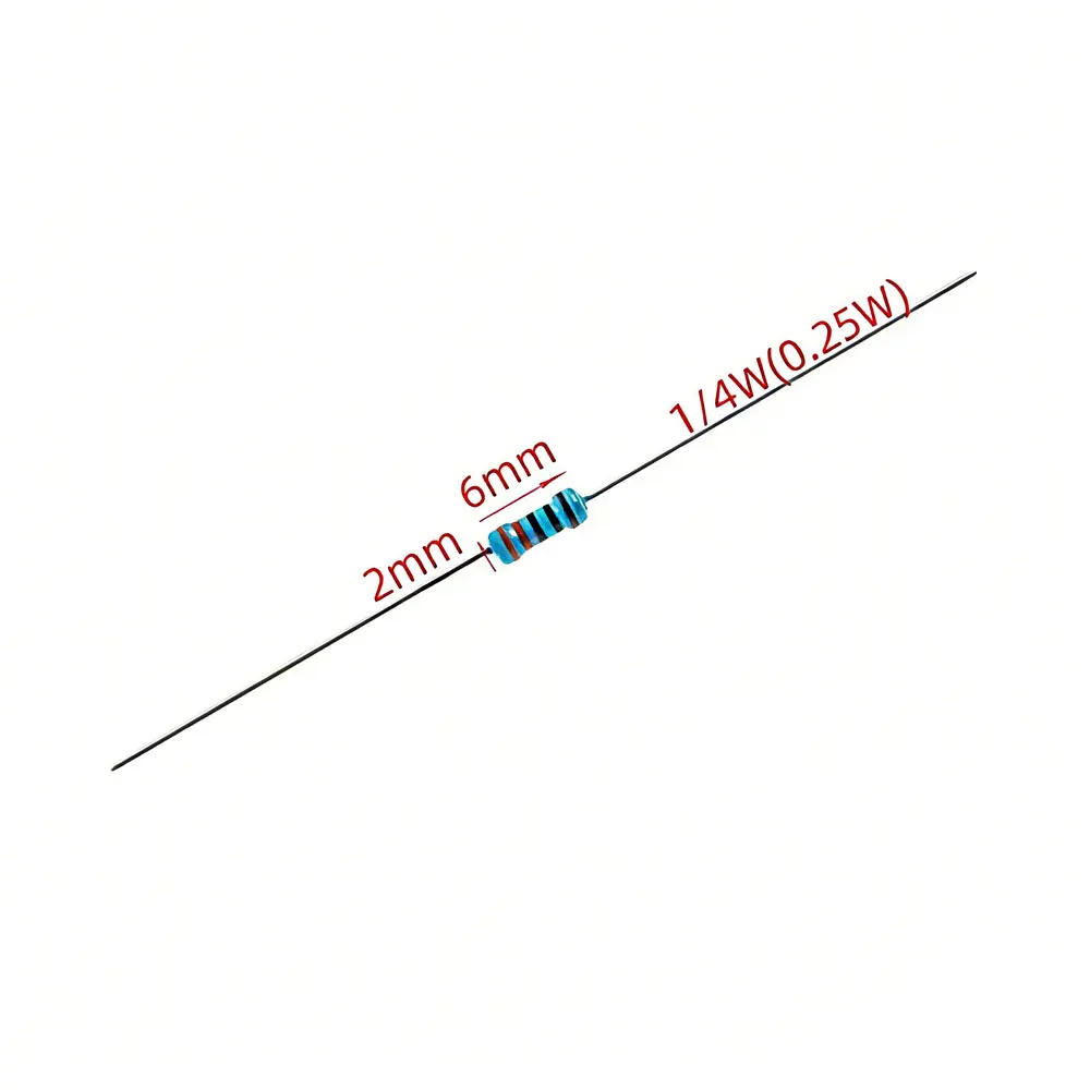 100pcs 0.25W 1/4W Metal Film color Ring Power Resistor 0.1-10M 0.15 0.2 0.3 2 4.7 10R 47 100 220 470 1 2.2K 10 22 33 4.7 100KOhm