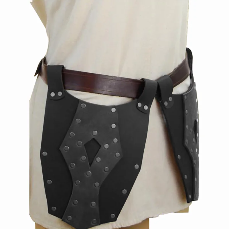 Medieval Warrior Knight PU Leather Faulds Leg Thigh Guards Armor Viking Pirate Mercenary Cosplay Costume Larp Belt Tassets Props