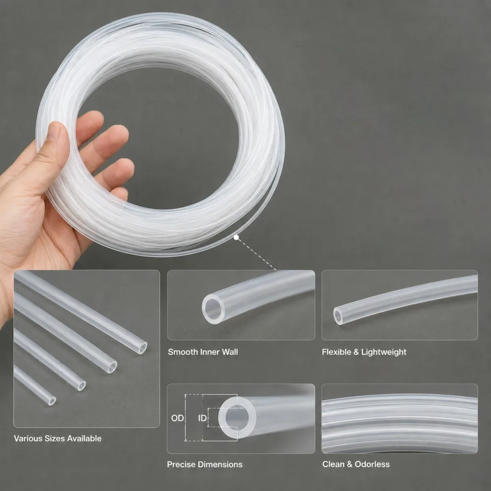 Transparent PTFE Capillary Tube ID 0.8mm-4.35mm High Temperature Resistant Insulation Corrosion Resistant Insulating Tubing