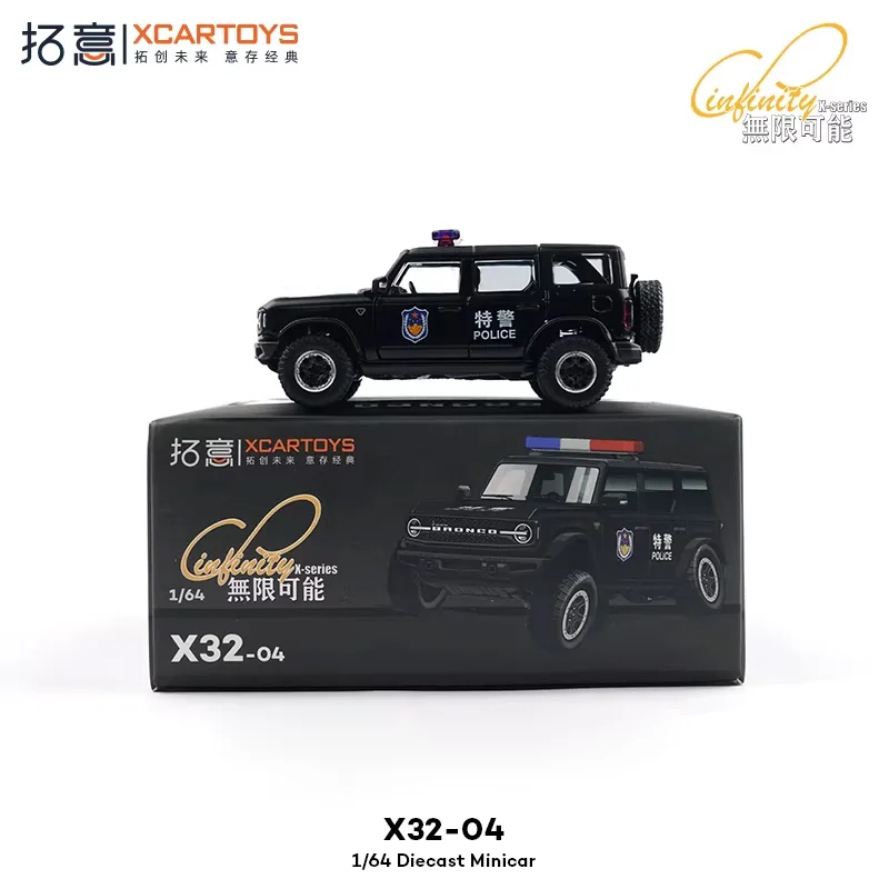 

1:64 6th Generation Bronco Police Tactical Vehicle Black Diecast Collector's Vehicle Model Car