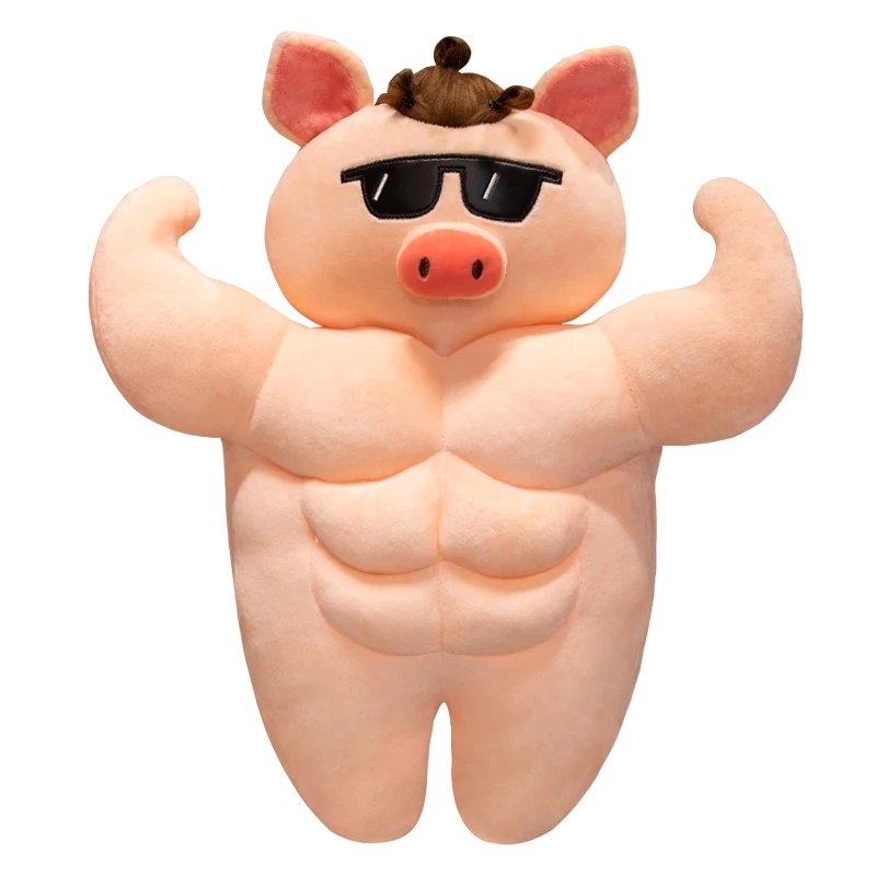 Big Muscle Pig Plush Toys Stuffed Muscle Pig Doll Boyfriend Huggable Pillow Girlfriend Birthday Gift 55/70cm