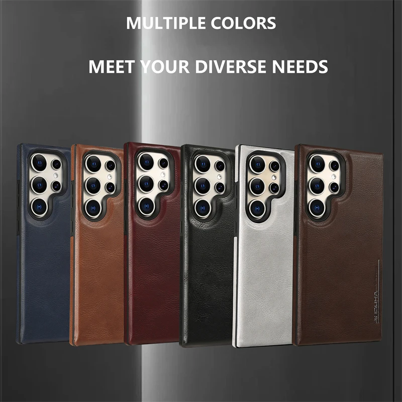For Samsung Galaxy S23 S24 Ultra Plus Magsafe Case Luxury Ultra Thin Slim Leather Shockproof Bumper Business Cover For S24 Ultra