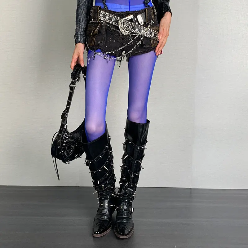 Women Sheer Full Length Tights, Elastic High Waist Pantyhose, Slim Fit See Through Hosiery for Party Street Fashion Outfit