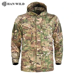 HAN WILD M65 Tactical Jacket Hiking Camping Jackets Safari Hoodie Sports Coat Men Multi-pocket Jackets Waterproof Windbreaker