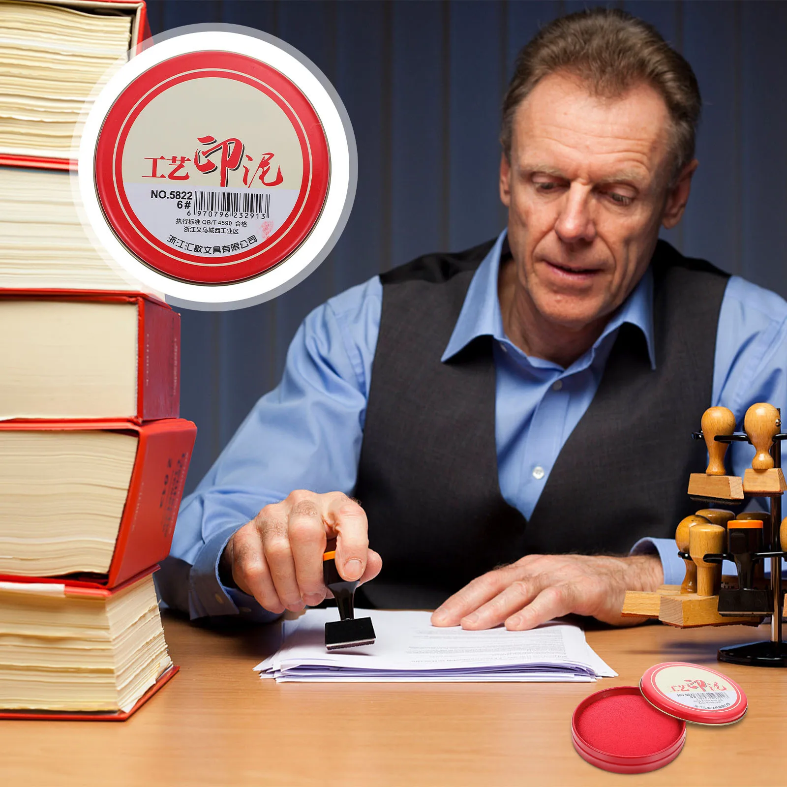 

5Pcs Durable Red Ink Pads Round Shaped for Office Contracts Fingerprint Graffiti Small Stamp Pads in Iron Boxes