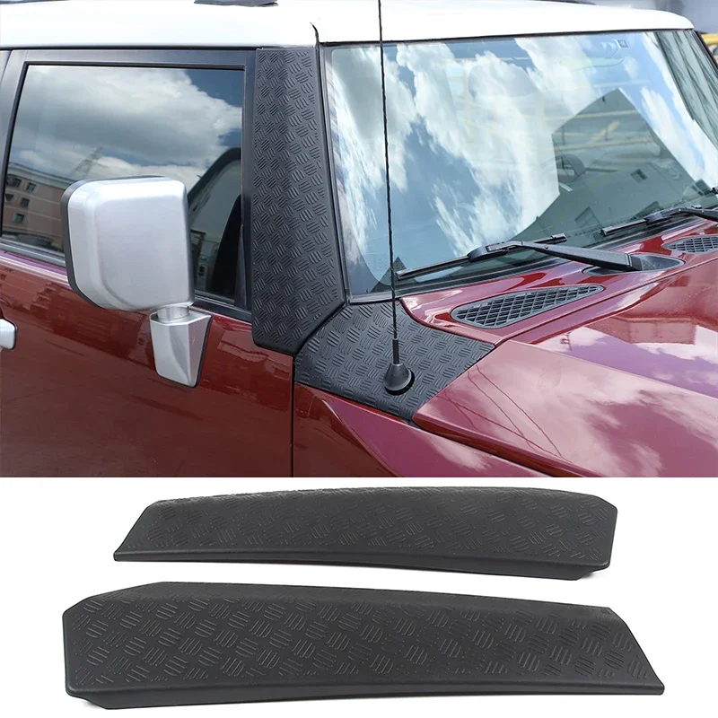 

ABS Black 2Pcs For 2007-2021 Toyota FJ Cruiser Car A-pillar Decorative Panel Sticker Car Exterior Protection Accessories